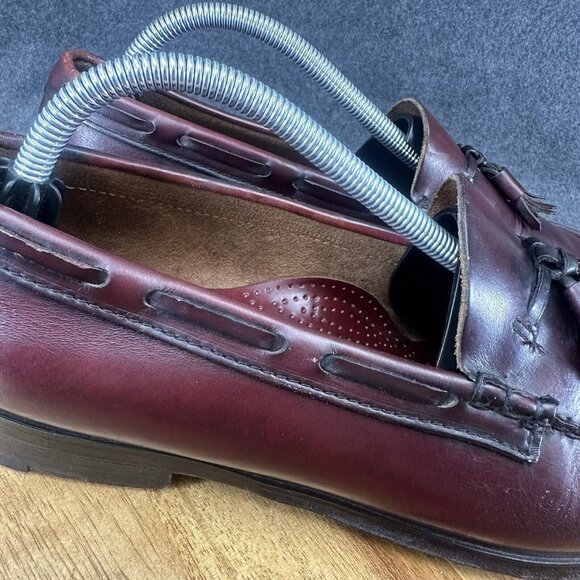 Vtg GH Bass Weejuns Loafers Mens 10D Burgundy Leather Grayson Tassel USA Made - Picture 3 of 13